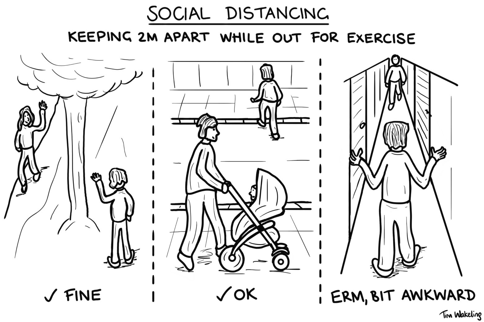 Social distancing cartoon